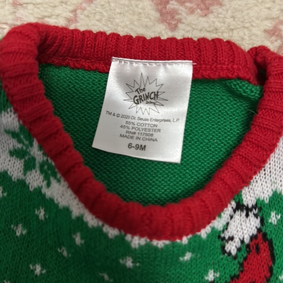 Grinch Baby Sweater size 6-9 months - Picture 2 of 2